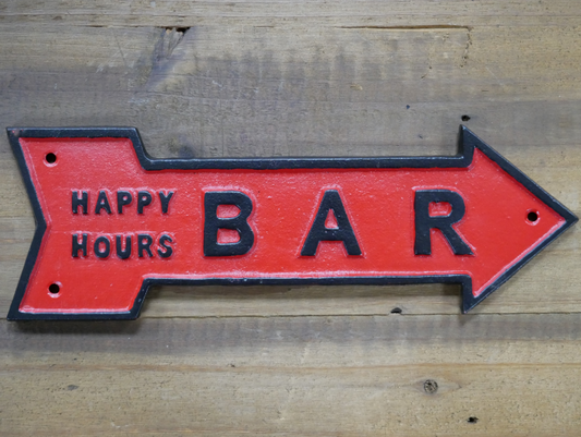 Vintage style "Happy Hours Bar" cast iron bar sign.