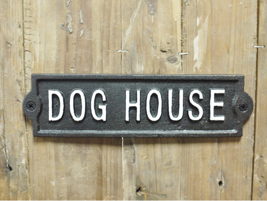 Vintage Style Cast Iron Dog House Sign